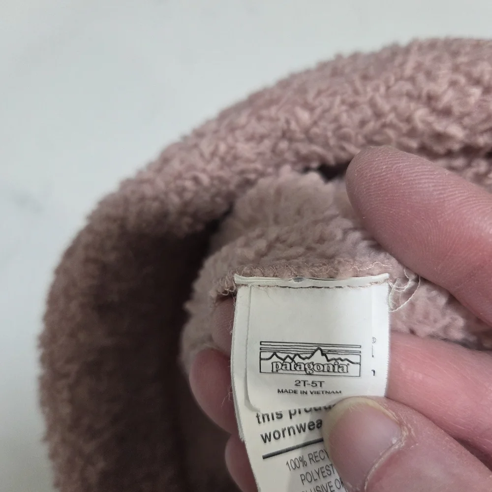 Patagonia Furry Friends Soft Pink Fleece Hat Size 2T - 5T